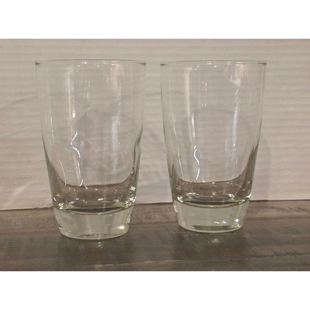 Set of 2 Clear Glass Highball Tumblers Weighted Base Tapered Water Glasses 5.5in